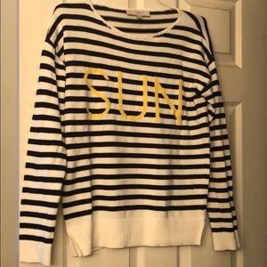 Navy and white striped sweater